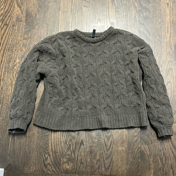 Crop gray/olive soft sweater - Picture 1 of 3